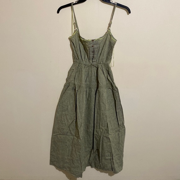 NWT Urban Outfitters Ella Linen Blend Tiered Dropped Waist Midi Dress Size M - Picture 2 of 12